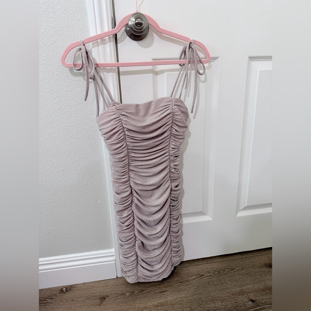 Windsor Ruched Mini Dress in Light Pink